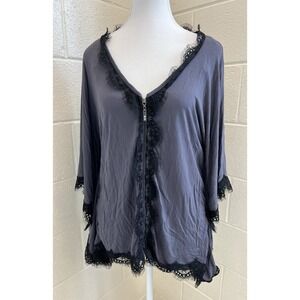 Kische cardigan NWT Medium Purple Black‎ Lace Trim